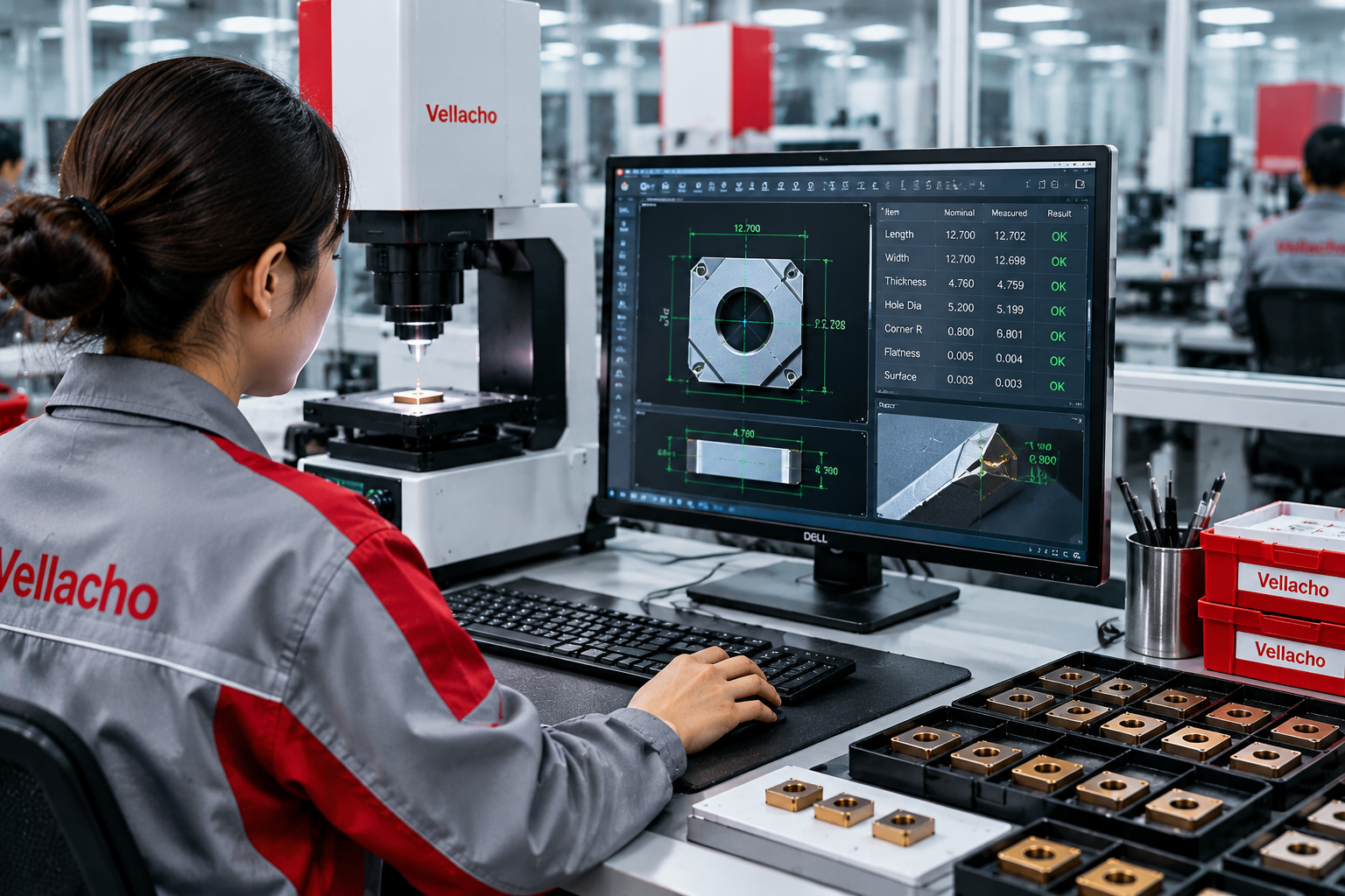 Precision measurement and visual inspection of carbide inserts